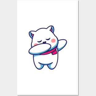 Cute baby polar bear dabbing cartoon Posters and Art